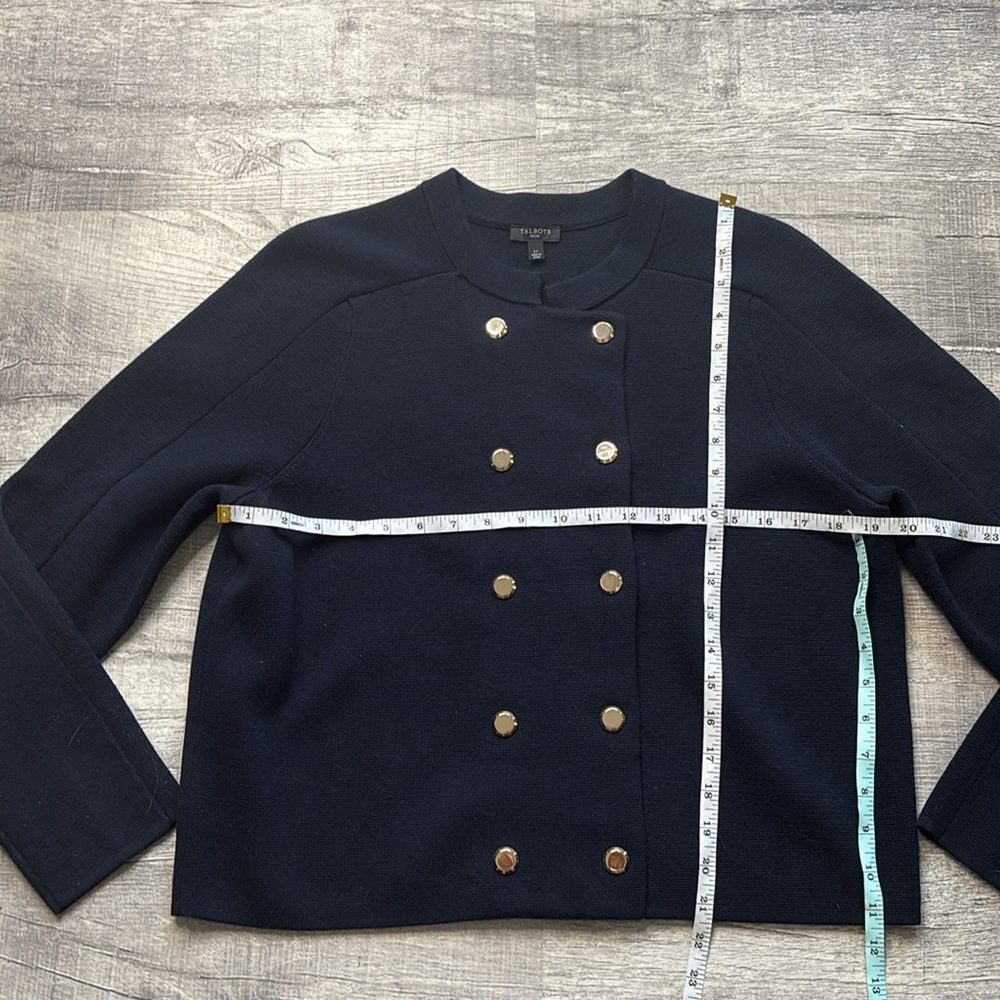 Talbots Double Breasted Stand Collar Sweater Jack… - image 4